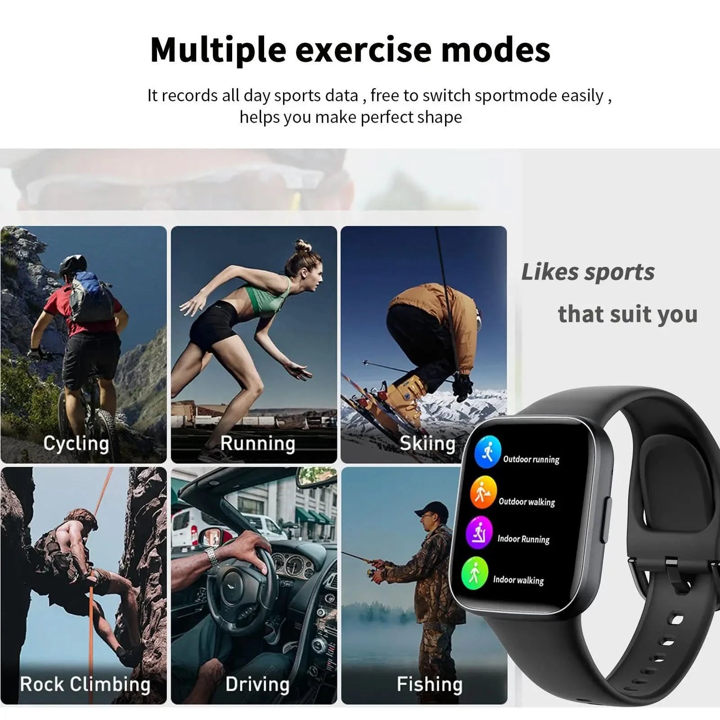 Smart watch, call/message reminder, multiple sports modes, custom wallpaper, sports watch, suitable for Android and iPhone