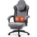 Dowinx Gaming Chair with Heated Massage Lumbar Support, Breathable Fabric Office Chair with Pocket Spring Cushion and Footrest,