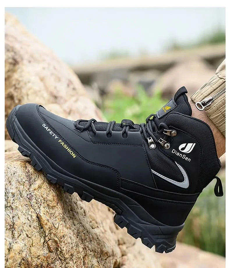 Mens Safety Shoes With Steel Toe Waterproof Boots Puncture Proof Anti-smash Mens Outdoor Work Sneakers Construction Work Shoes
