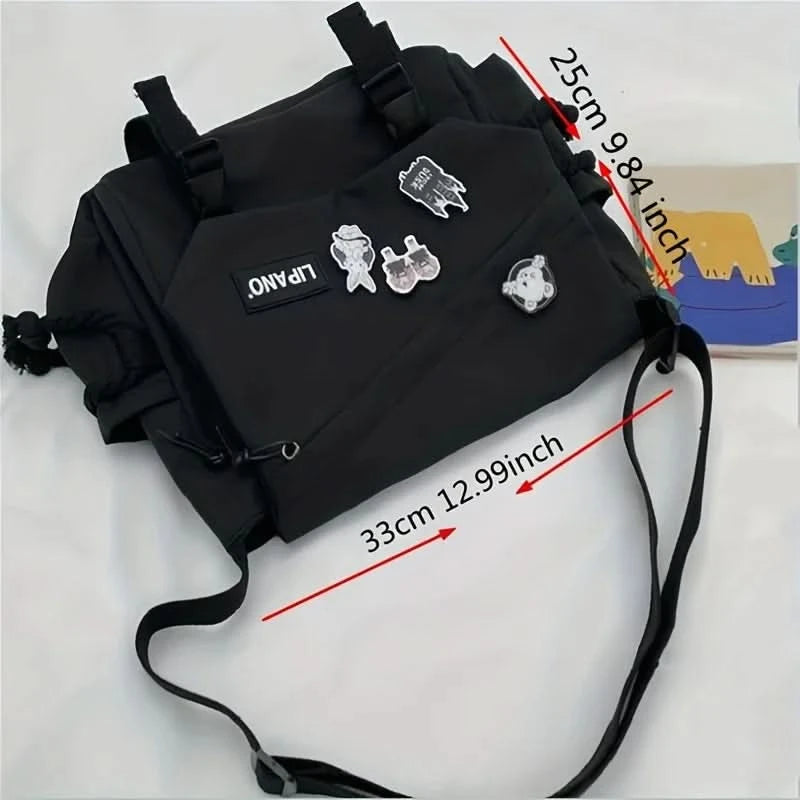 Nylon Messenger Bag Men Shoulder Bag Trendy Men's Messenger Bag, Student School Bag, Solid Color Crossbody Bags for Men Handbag - M & M Global