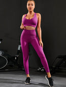 2 Pieces Women's Tracksuit Seamless Yoga Set Workout Sportswear Gym High Waist Leggings Fitness Sports Suits
