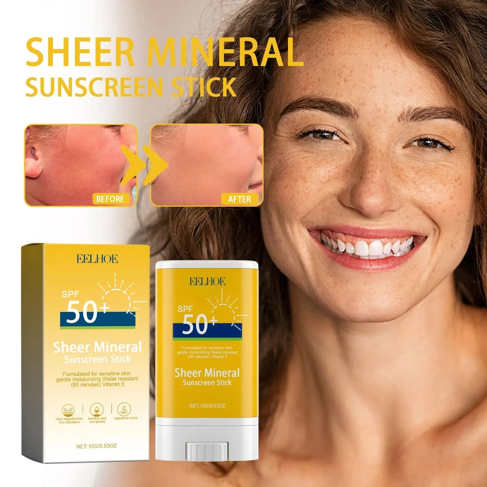 Sunscreen Cream Stick SPF 50+ UV Protective Anti Oxidant Sun Block Isolation Cream Water Proof Thin and Light Korea Cosmetics - M & M Global