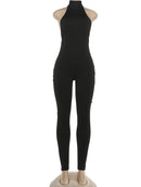 Weird Puss Sexy Peach Buttocks Jumpsuit Women Backless Halter Sleeveless Fitness Skinny Stretch Streetwear Sexy Activity Outfits