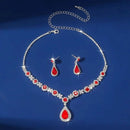 2pcs/set Jewelry Sets Women Elegant Waterdrop Rhinestone Pendant Necklace stud Earrings Wedding Dress Bridal Jewelry Set - M & M Global
