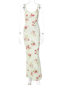 Dulzura Floral Print Strap Midi Dress For Women Bodycon Sexy Party Clothes 2024 Summer Long Dress Y2K Clothes Evening Holiday - M & M Global
