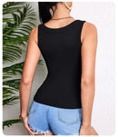 European and American Size Ladies Suspender Vest Sleeveless Top Solid Color Sexy Thread Bottoming Vest for Four Seasons. - M & M Global