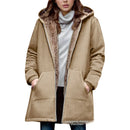 2025wish Women's Fleece Lined Hoodie Pure Color Long Sleeve Zipper Closure Comfortable Fit Sweatshirt for Autumn And Winter