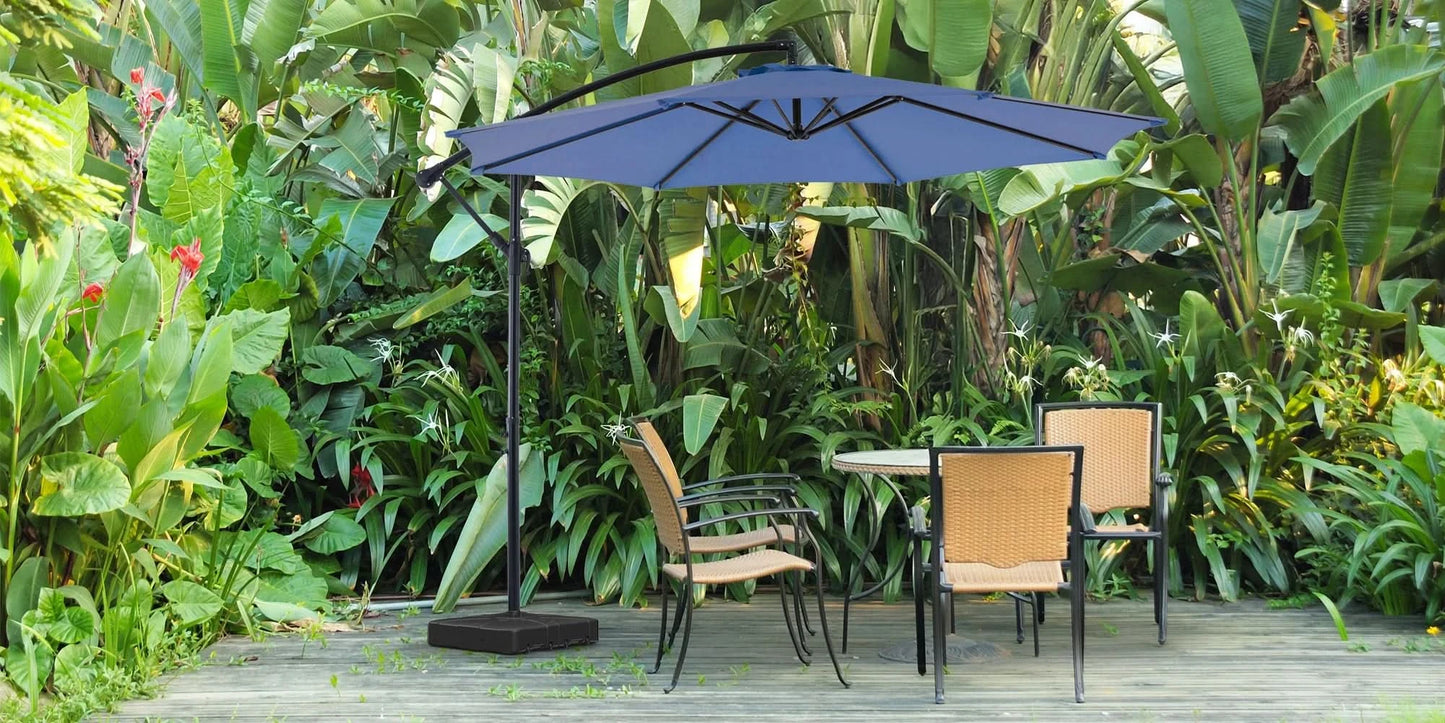 JHK 10FT Outdoor Patio Umbrella Hanging Cantilever with Easy Tilt Adjustment UV Protection 8 Sturdy Ribs for Backyard Garden
