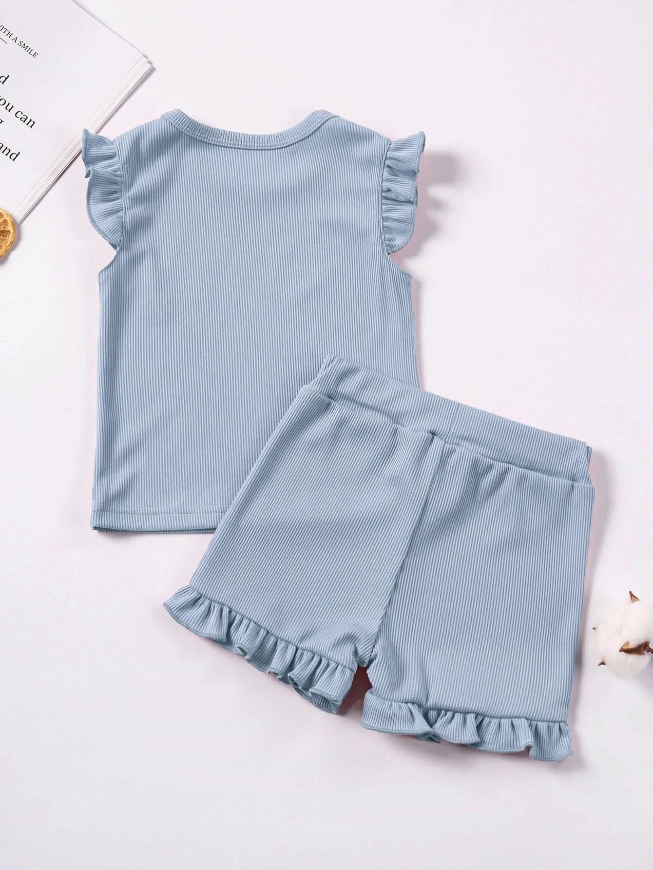 2024 Summer Hot selling Little Girl Daily Casual Clothing Minimalist Little Girl Polyester Set Cool Sleeveless Shorts Set Girl - M & M Global