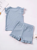 2024 Summer Hot selling Little Girl Daily Casual Clothing Minimalist Little Girl Polyester Set Cool Sleeveless Shorts Set Girl - M & M Global