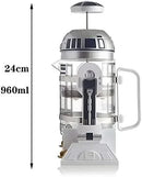 French Press Insulated 304 Stainless Steel Coffee Maker, 32 Oz Robot R2D2 Hand Home Coffee Presser, with Filter Screen for Brew - M & M Global