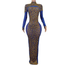 Sexy Party Banquet Evening Dresses Women Sparkly Rhinestone Long Dress Nightclub Singer Stage Costume Festival Clothing Cuixing - M & M Global