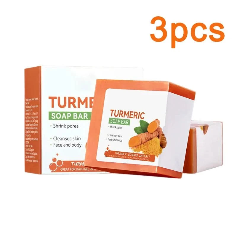 Hand Made Turmeric Soap Body Cleaning Lightening Dark Underarm Leg Body Cleansers Brightening Face Soap Tender Skin Care Beauty - M & M Global