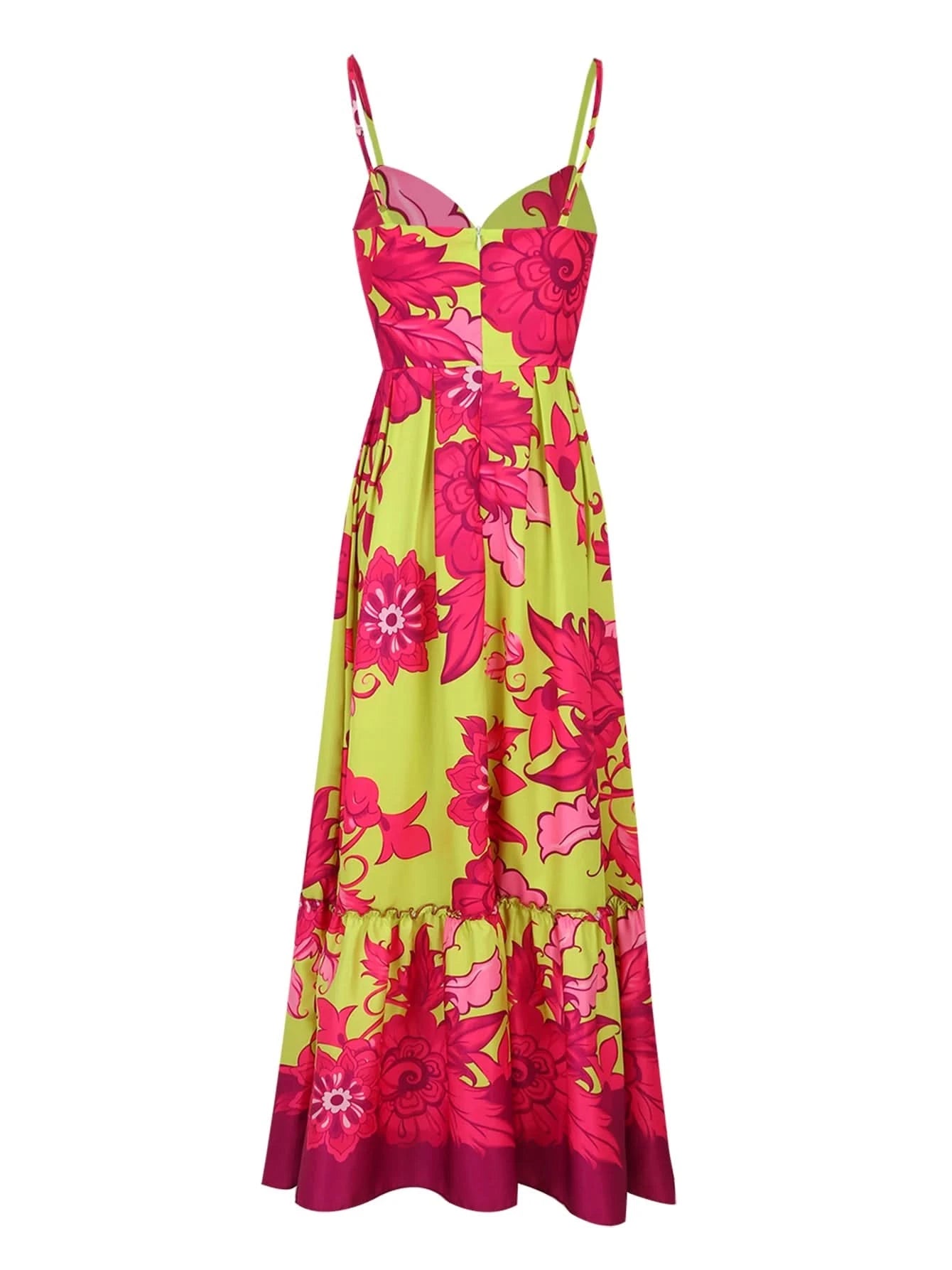 Summer Print Long Dress Women Clothing Lace Up Sling Party Dresses Pattern Strappy Ladies Hollow Out V-Neck Beach Vestidos - M & M Global