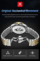 OLEVS Luxury Brand Men's Watches Luminous Waterproof Fully Automatic Mechanical Watch Starry Sky Dial Moon Phase Hollow Out - M & M Global