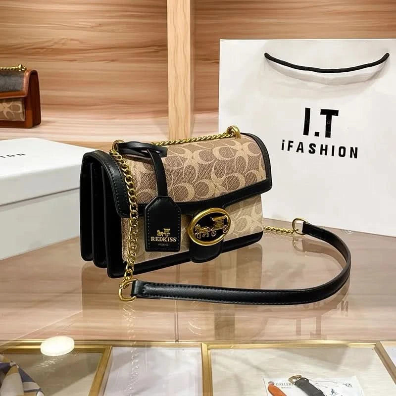 Light luxury women's bag 2025 new high-end color contrast single shoulder underarm bag designer fashionable crossbody small squa - M & M Global