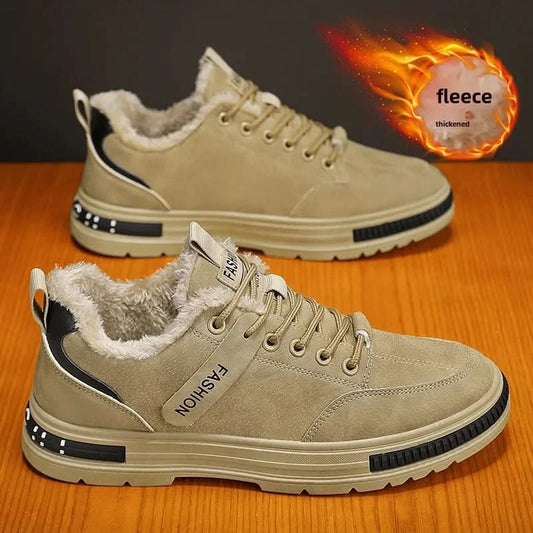 Winterfleece-lined Men's Shoes New Style Workwear Shoes Anti-slip Sport Casual Board Men's Korean Version Durable Labor-saving - M & M Global