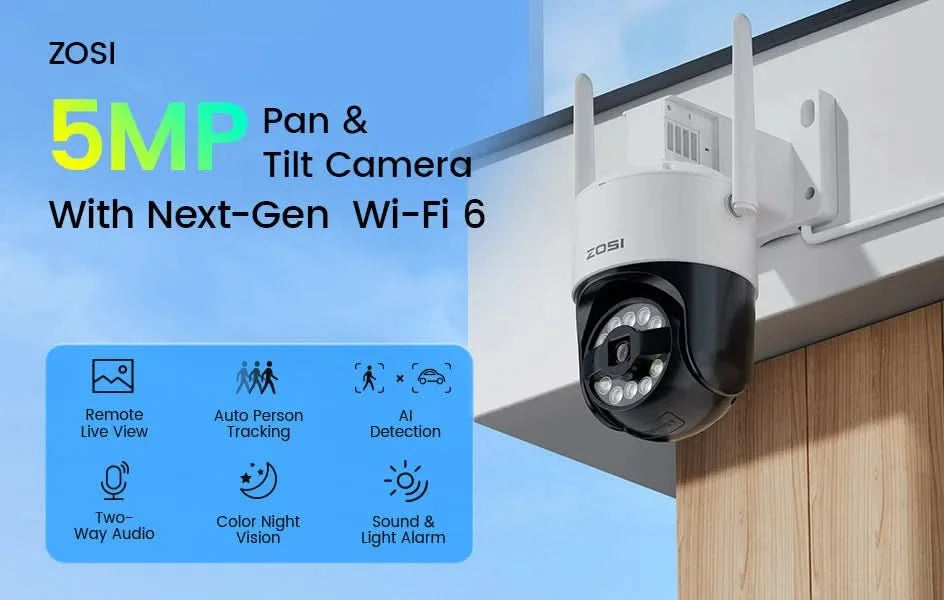 ZOSI C296 5MP/8MP PTZ WiFi Camera Person Vehicle Package Detect Wireless CCTV Video Surveillance Camera Home Security Protection