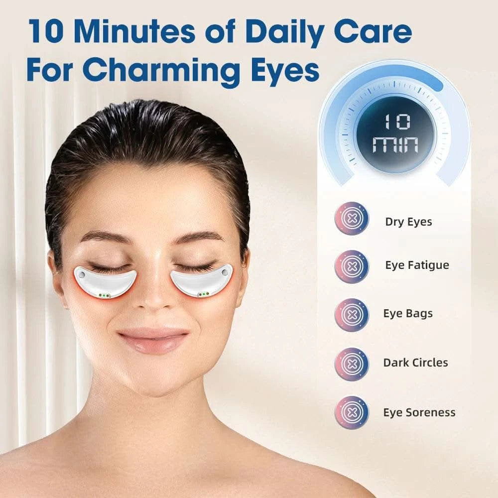 660nm Red Light Eye Massager with EMS Anti-Aging Eye Care Device Reduce Bags & Dark Circles Portable Eye Rejuvenation Pads - M & M Global