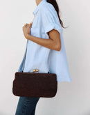 New Handwoven Raffia Shoulder Bag, Women's Staw Crossbody Bag Vacation Clip Bag Clutchs, Summer Luxury Design Baguette Bag - M & M Global
