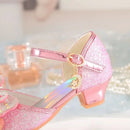 Summer Girls Sandals With Heel Fashion Rhinestone Shiny Glitter Shoes Children Princess Bowtie Pearl Dancing Shoes H876 - M & M Global