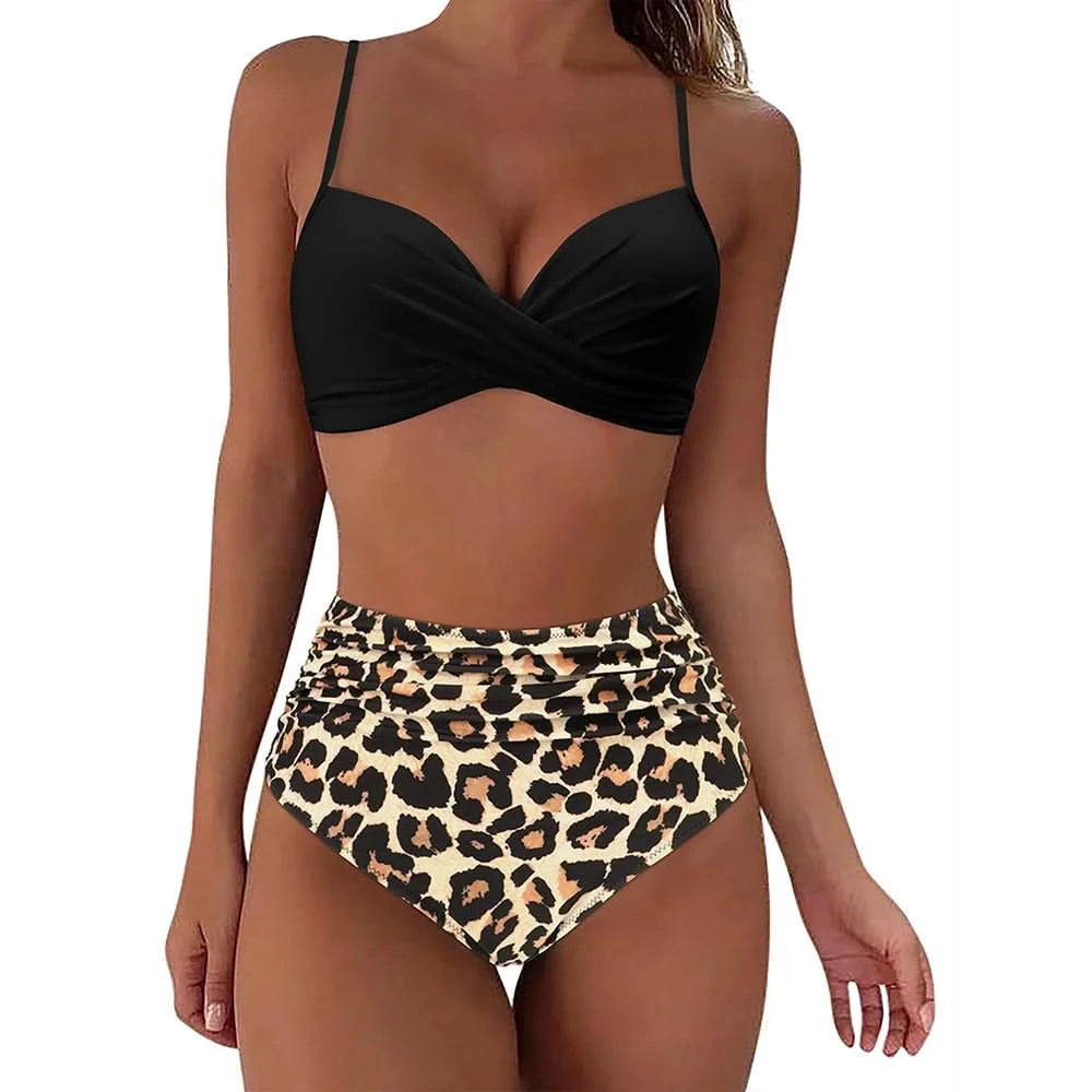 Vintage High Waist Bikinis 2025 Women Push Up Swimwear Printed Swimsuit Female Beachwear Summer Bathers Bathing Suit Swimming - M & M Global