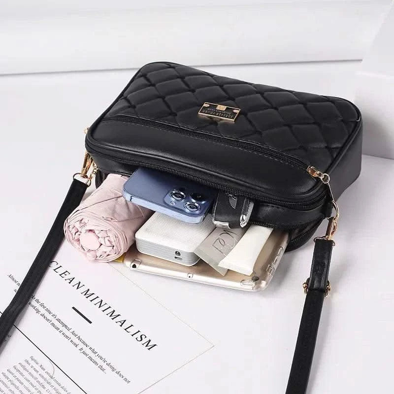 2025 Women's One Shoulder Small Square Handbag New Cross Border Foreign Trade Lingge PU Crossbody Versatile Small Messenger Bag - M & M Global
