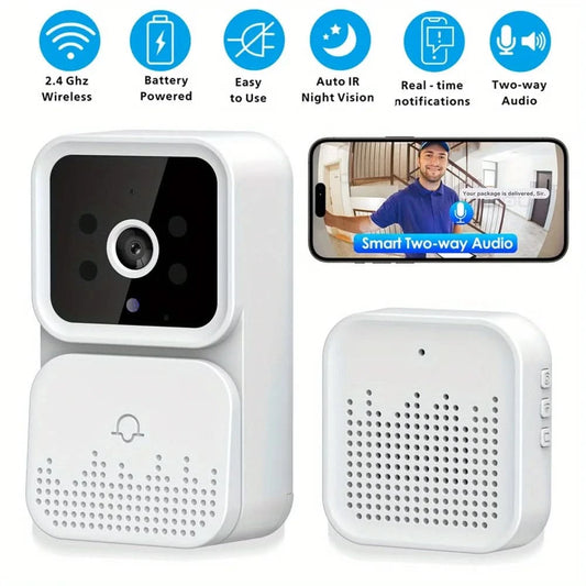 Wireless smart video doorbell 2.4GWiFi, 2-channel audio, night vision, SD card/cloud storage home security surveillance camera - M & M Global