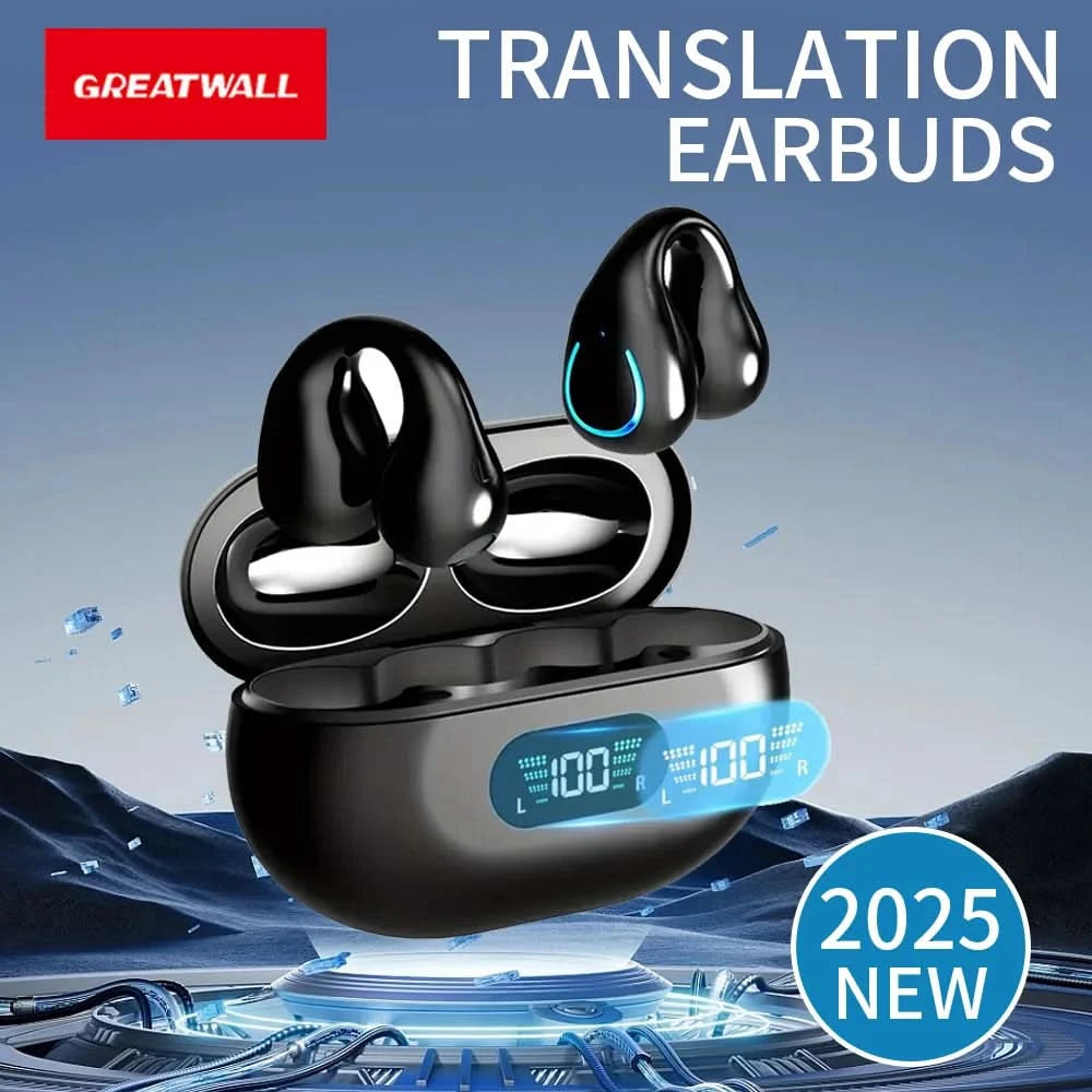GREATWALL Translation Ear Clip, Touch Control,No Delay,High Definition Sound Quality, Can Translate 144 Languages Online