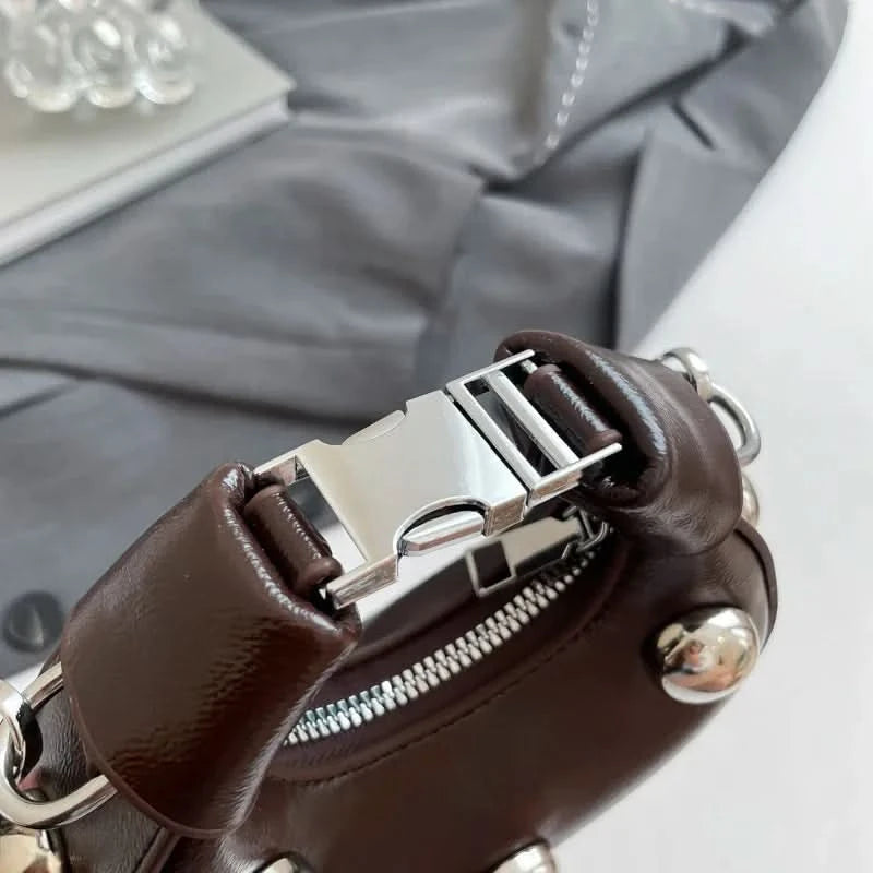 Retro Versatile Ladies Mini Handbag Women Big Rivet Personality Luxury Designer Crossbody Bags for Women Streetwear Shoulder Bag - M & M Global