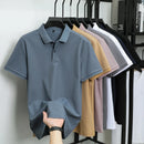 100% pure cotton boutique short sleeved high-end men's polo shirt summer high-quality solid color topsbusiness casual T-shirt