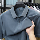 100% pure cotton boutique short sleeved high-end men's polo shirt summer high-quality solid color topsbusiness casual T-shirt