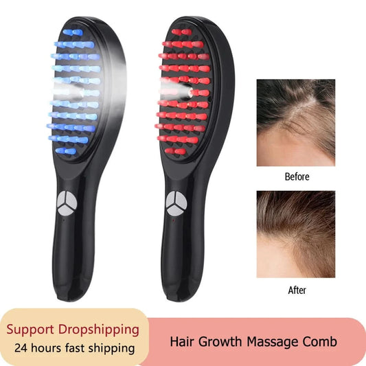 Sonic Vibration Scalp Massager Red Light Therapy Head Massage Comb Anti Hair Loss Anion Spray Hair Growth Brush Stress Relief - M & M Global