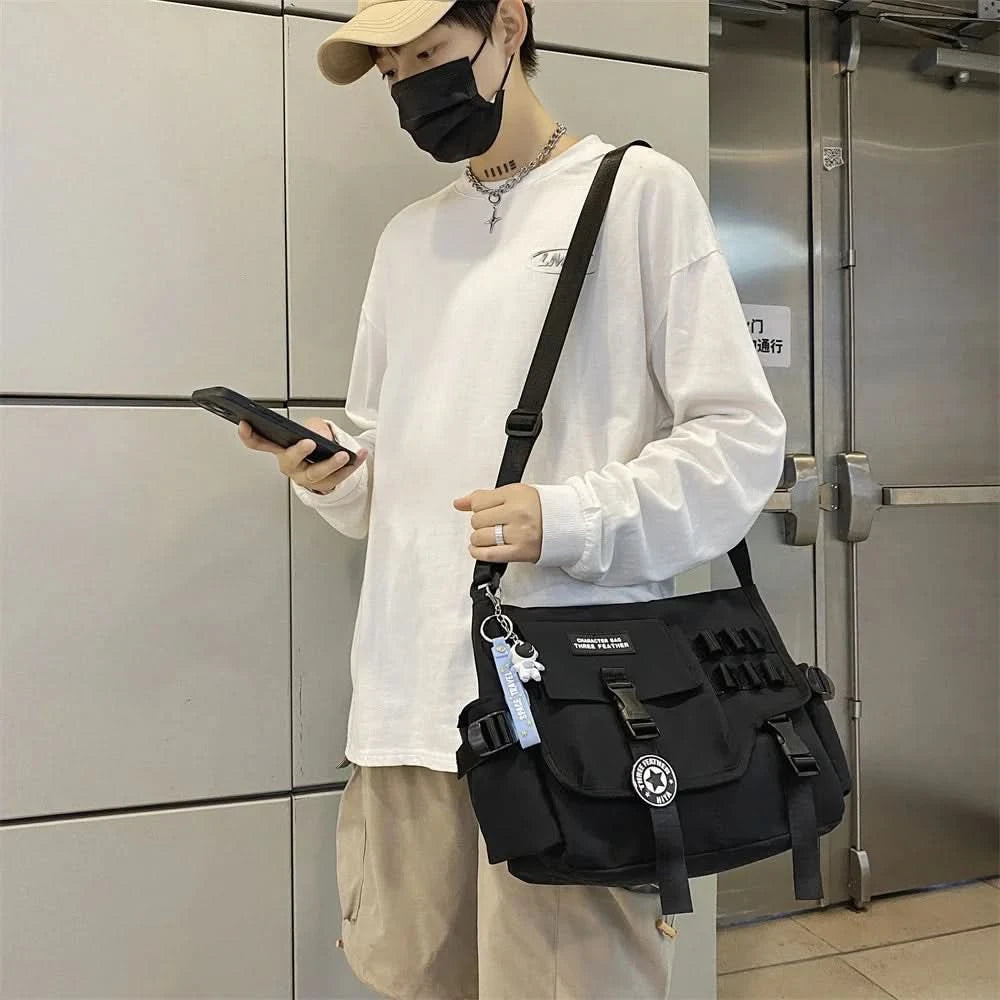 Unisex Nylon Fabric Messenger Bags Multi Pockets Large Capacity Shoulder Shopper Tote Bag Student School Satchels Female Handbag - M & M Global