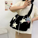 Women Star Pattern Corduroy Crossbody Bag Casual Tote Lady Fashion Large Capacity Shoulder Bag Girl Travel Messenger Bag Handbag - M & M Global