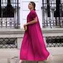 ANLAN Miyake Pleated Maxi Long Dress Mesh Petal Sleeve Half Turtleneck Formal Dresses for Women 2024 New Hot Sales 6KK9927 - M & M Global