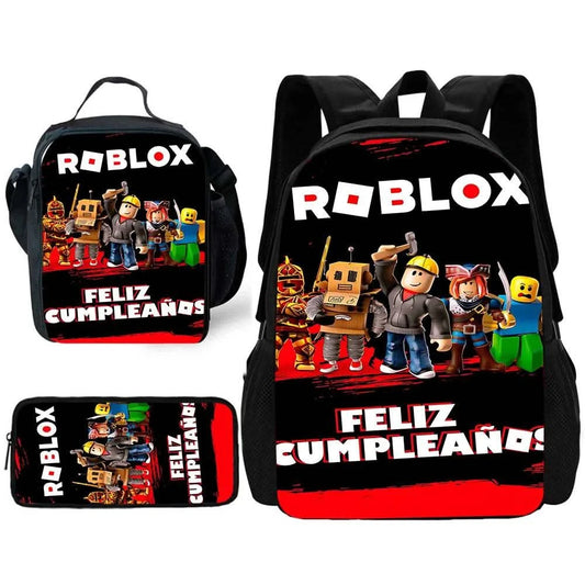 Child School Game R-RobloxS Backpack with Lunch Bags ,Pencil Bags ,School Bags for Boys Girls Best Gift - M & M Global