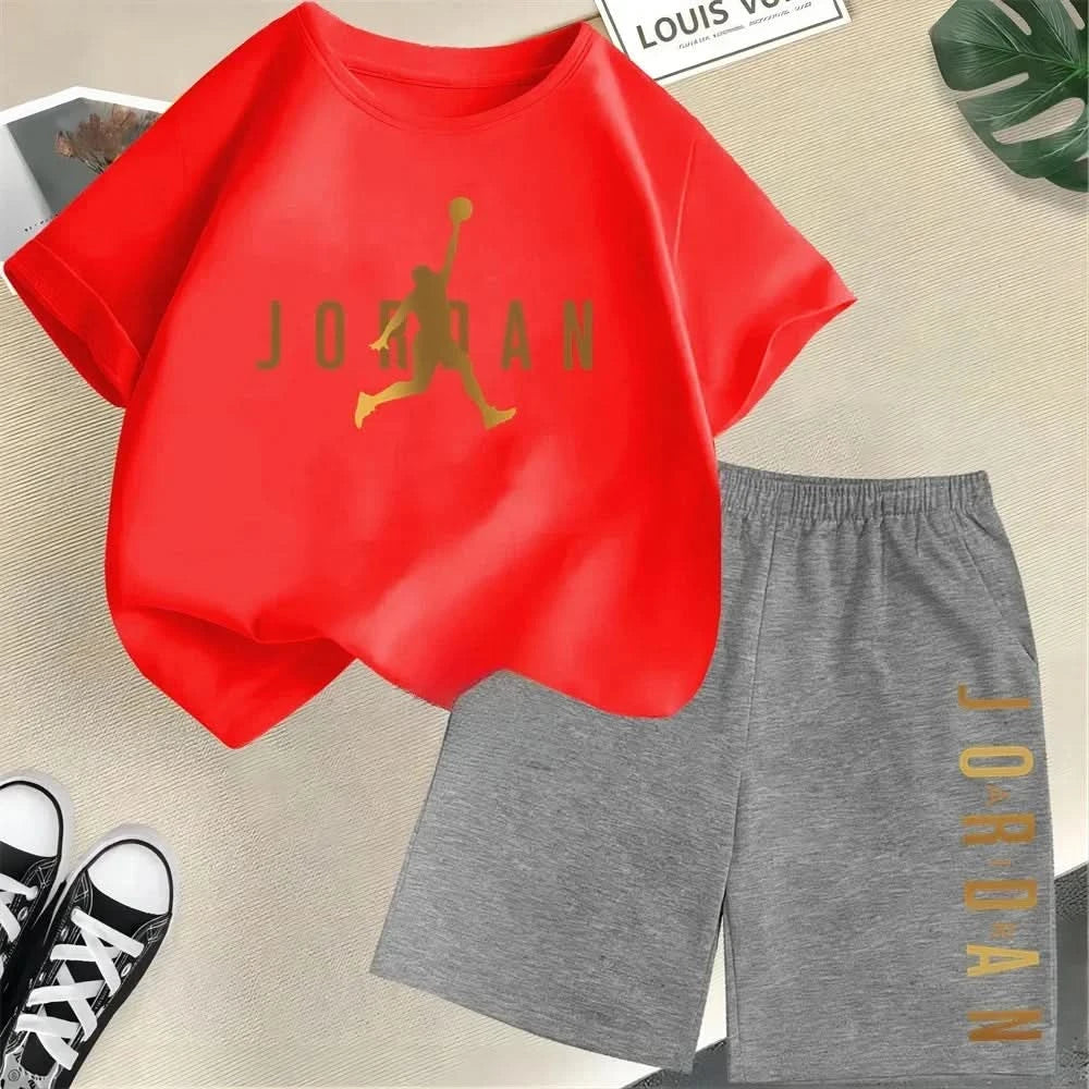 Hot Sales Summer Slam Dunk Master Pattern Print Children Short Sleeve T-shirt+Shorts 2pcs Set Kids Boy Girl Fashion Sportsuit - M & M Global