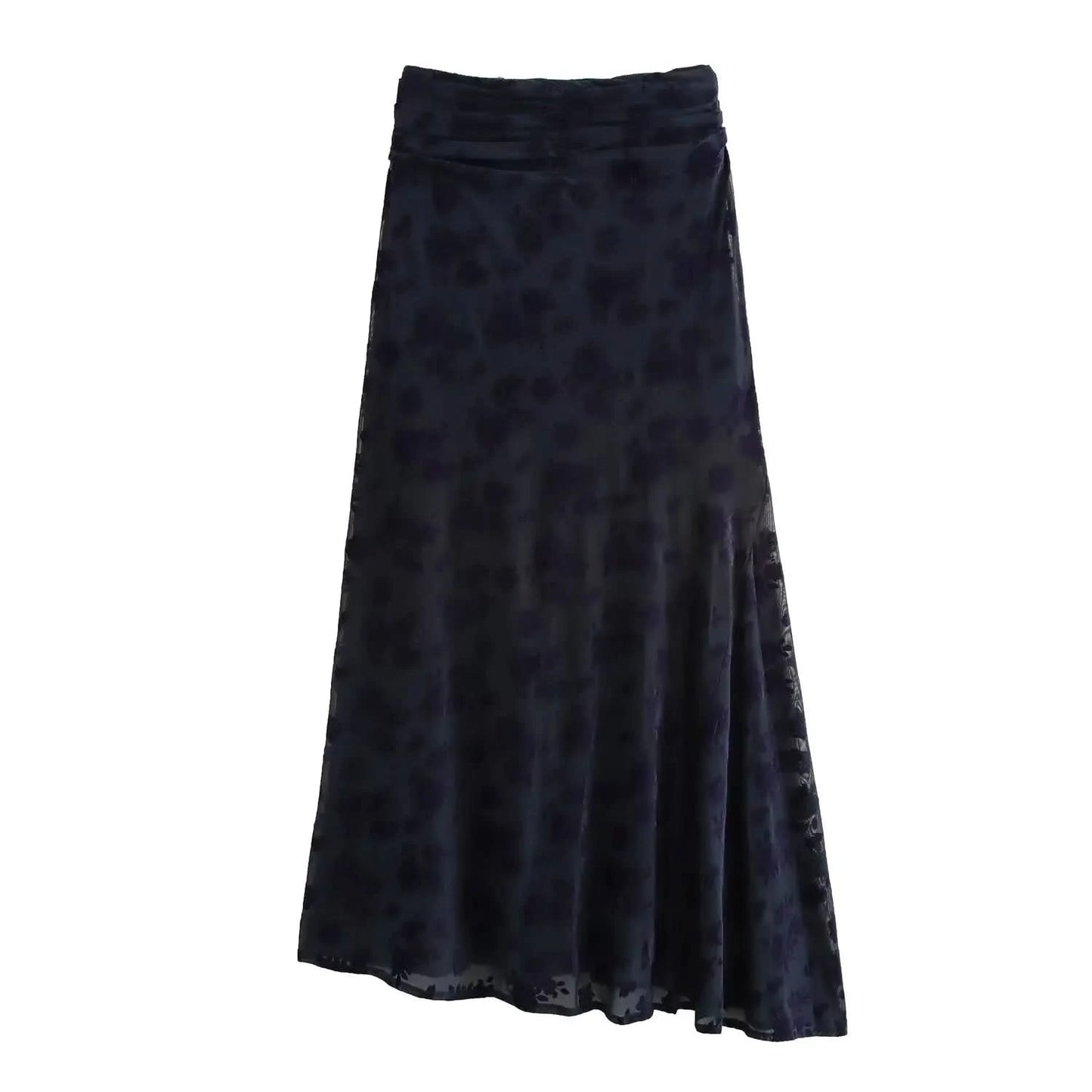 TRAFZA Vintage Casual Chic Women Flocking Suit O-Neck Backless Sleeveless Top Asymmetrical Long Skirt Fashion 2025 Spring Suit - M & M Global