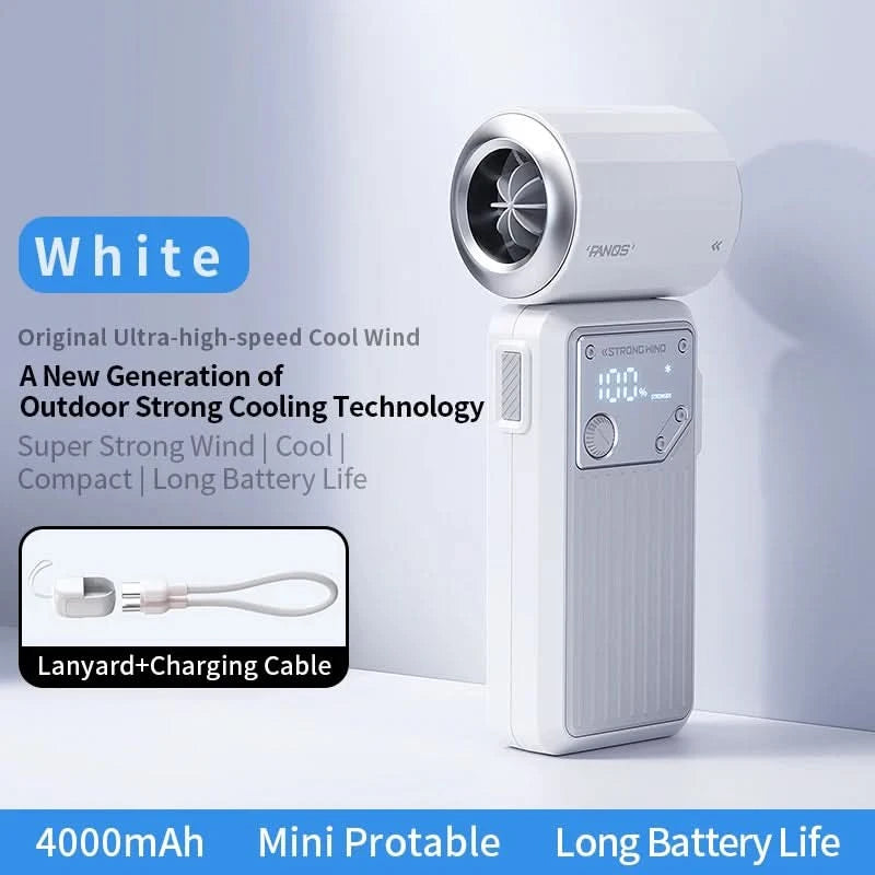 Mini Handheld Fan 4000mAh Pocket Portable High-speed Brushless Motor With Digital Display Outdoor Travel Cooling Turbo Jet Fan - M & M Global