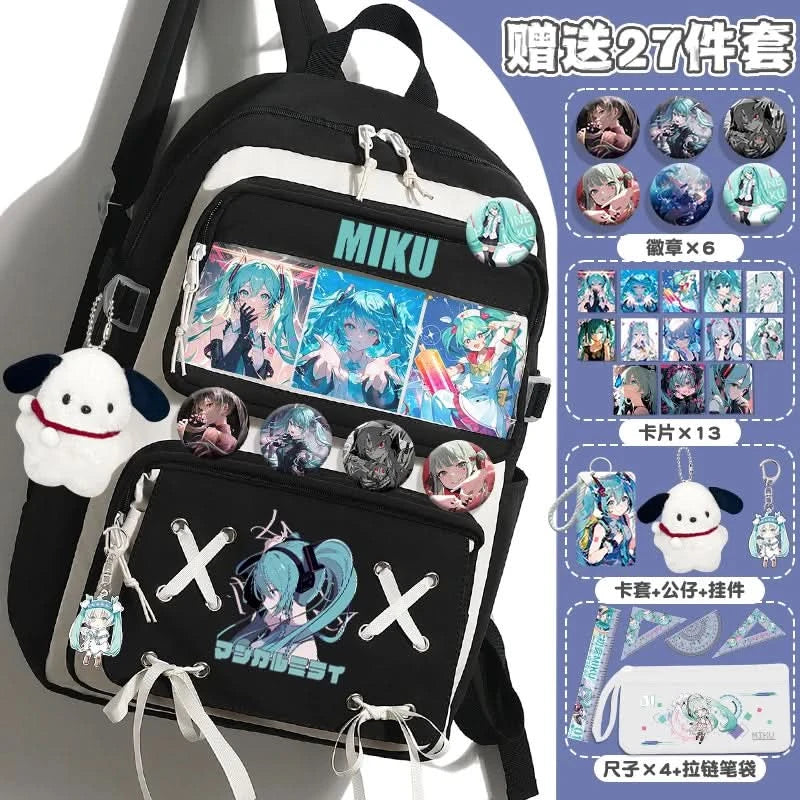 Miku Future School Backpack for Girls 2025 New Fashion Print Youth Pain Bag Large Capacity Backpack for School - M & M Global