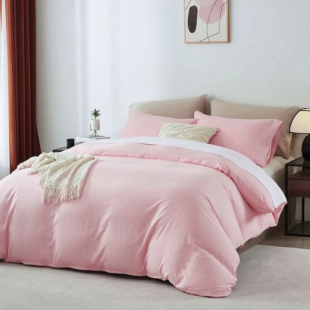 Boho Duvet Cover – All Season Soft Bedding Set, Solid Color Chic Duvet Cover for Twin, Full, Queen, King – Lightweight Bohemian Style Bedroom Decor