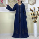 New Muslim Abayas For Women Long Sleeved Dress Dubai Lady Elegant Long Dress Islam Clothing African Abaya Loose Robe With Turban - M & M Global