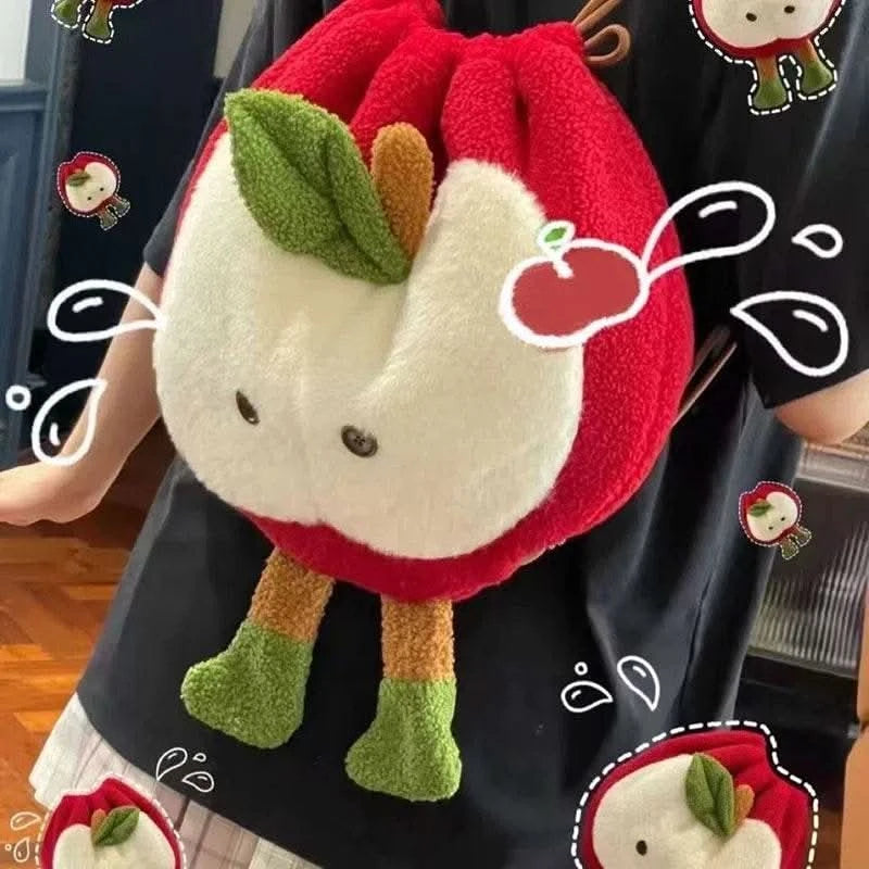 Anime Love and Deepspace Caleb Cosplay Fluffy Apple Drawstring Backpack Cartoon Shoulders Bag Large Capacity Knapsack Xmas Gift - M & M Global