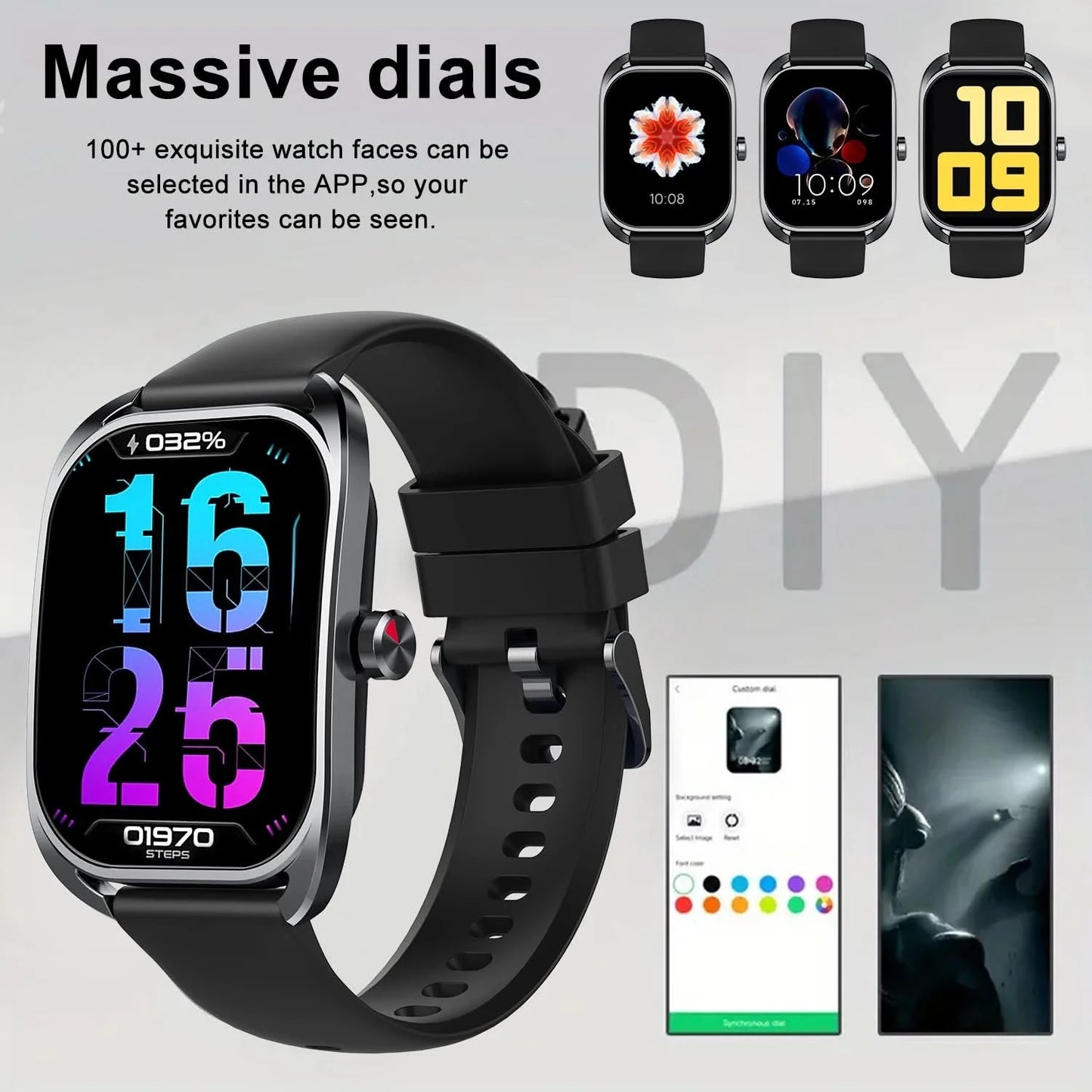 Smart watch, can answer and make calls, has message reminders, compatible with Android and iPhone