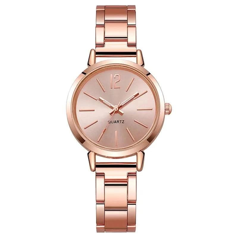 Luxury Watch for Women Simple Round Dial Stainless Fashion Gold Bracelet Quartz Wristwatch Students Ladies Watches Reloj Mujer - M & M Global