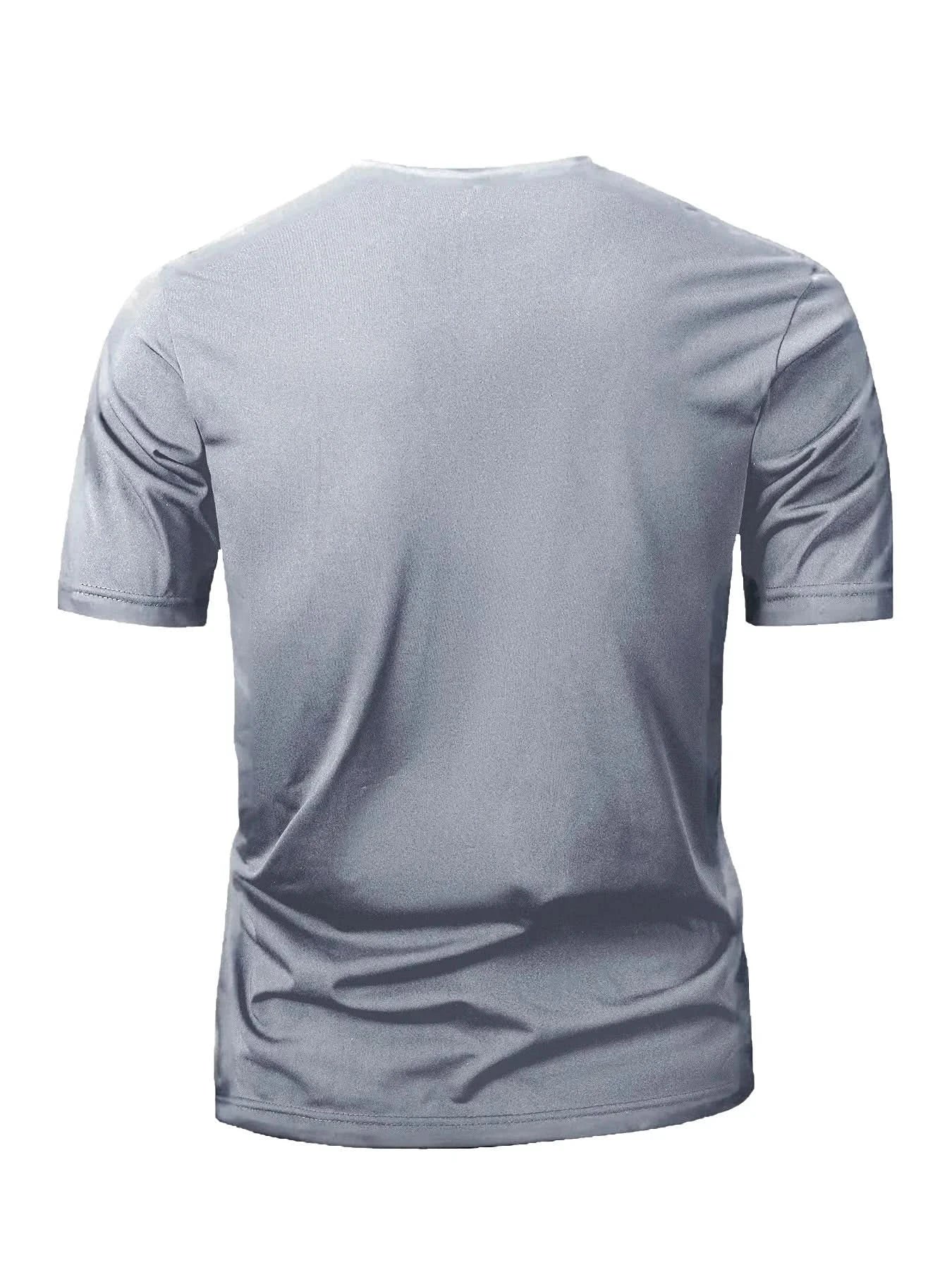 Summer Men's Short Sleeve Solid Color Zipper Collar Shirt Casual Sports T-Shirt Streetwear Daily Outdoor Activities Men's Top - M & M Global
