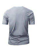 Summer Men's Short Sleeve Solid Color Zipper Collar Shirt Casual Sports T-Shirt Streetwear Daily Outdoor Activities Men's Top - M & M Global