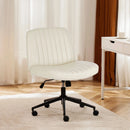 JHK Armless Cross Office Chairs with Wheels PU Leather Swivel Living Room Desk Chair Height Adjustable Support Seat Furniture