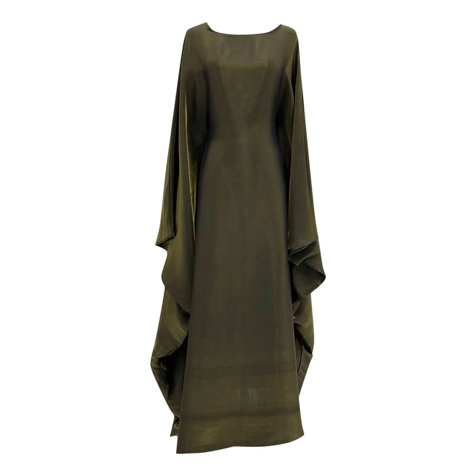 Ramadan Satin Abaya Islam Muslim Summer Batwing Sleeve Maxi Dress Kebaya Abayas For Women Kaftan Robe Musulmane Femme Vestidos - M & M Global